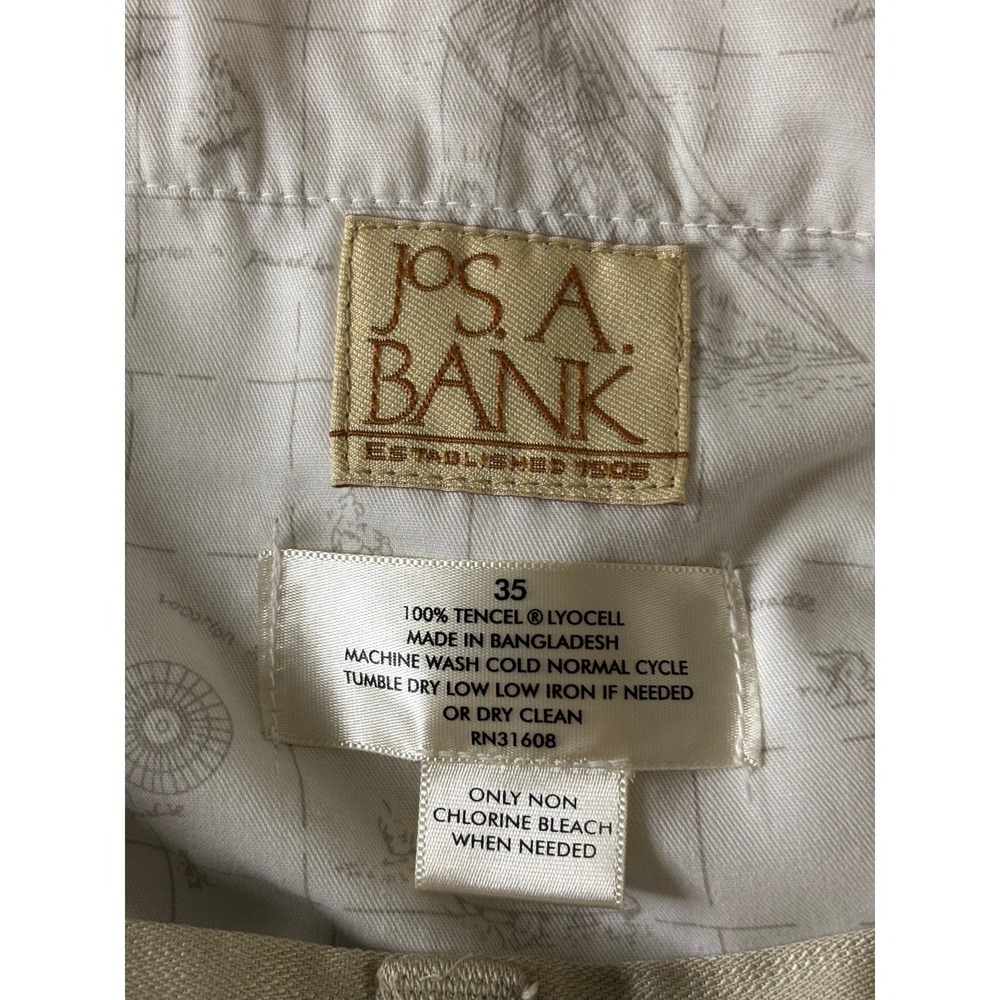 Jos. A. Bank Men's Size 35 Tan Pleated Shorts 100% Tencel Lyocell Khaki  Fit - Picture 6 of 6